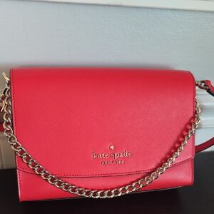 kate spade Red Leather Chain-Detail Crossbody